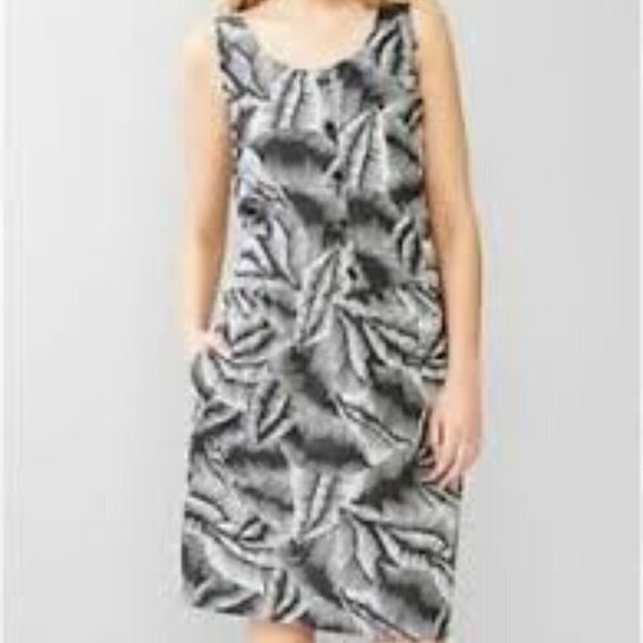 GAP Button Front Gray White Palm Print Sleeveless Tank Dress XS - Picture 2 of 12
